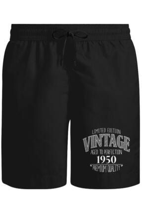 Unisex Vintage Premium Siyah Şort SS-1572