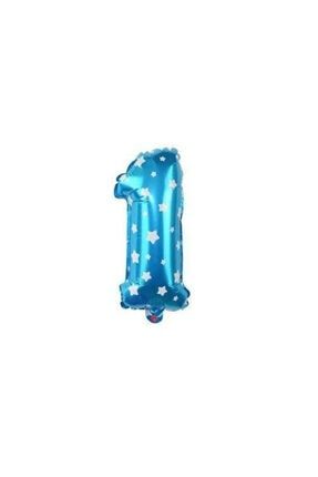1- Rakam 16 Inc Mavi Renk Balon 36 Cm 1 Yaş Doğum Günü Balon Perrlabalon10001