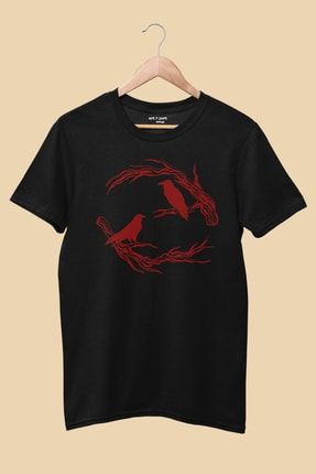 Unisex Karga Tasarım Baskılı Siyah T-shirt ART134