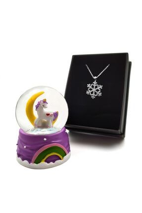 Unicorn Mini Kar Küresi & Kar Tanesi Kolye Hediye Seti 65082