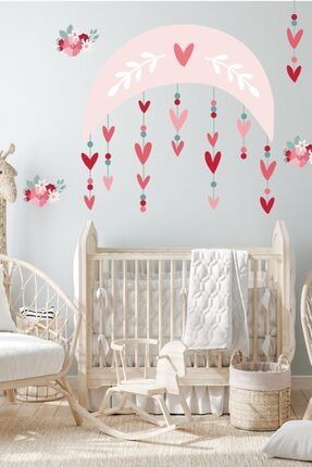 Ay Ve Sarkan Kalpler Çocuk Bebek Odası Duvar Sticker k542
