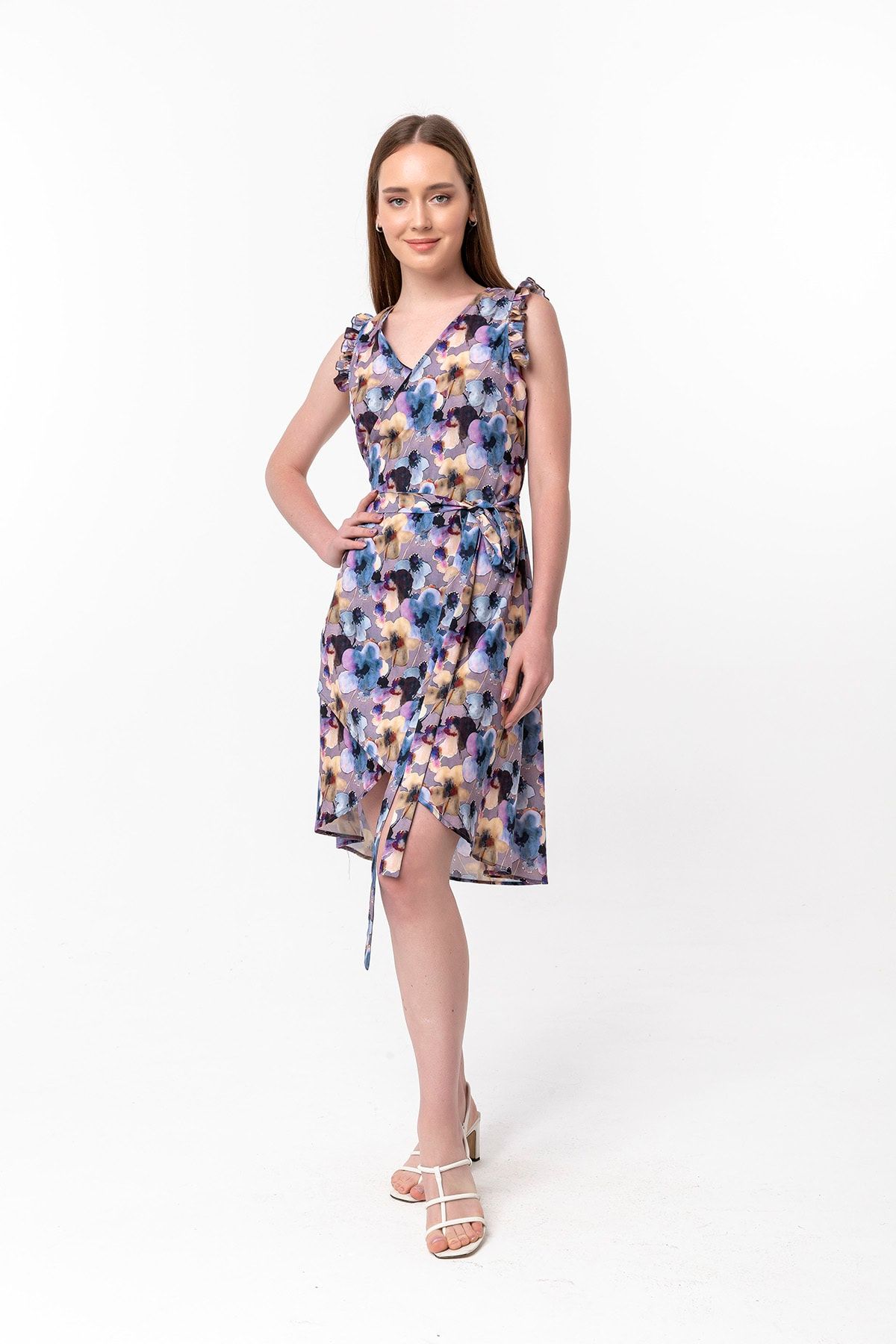 Laranor-Women's Patterned Double-breasted Dress 18L6360 2