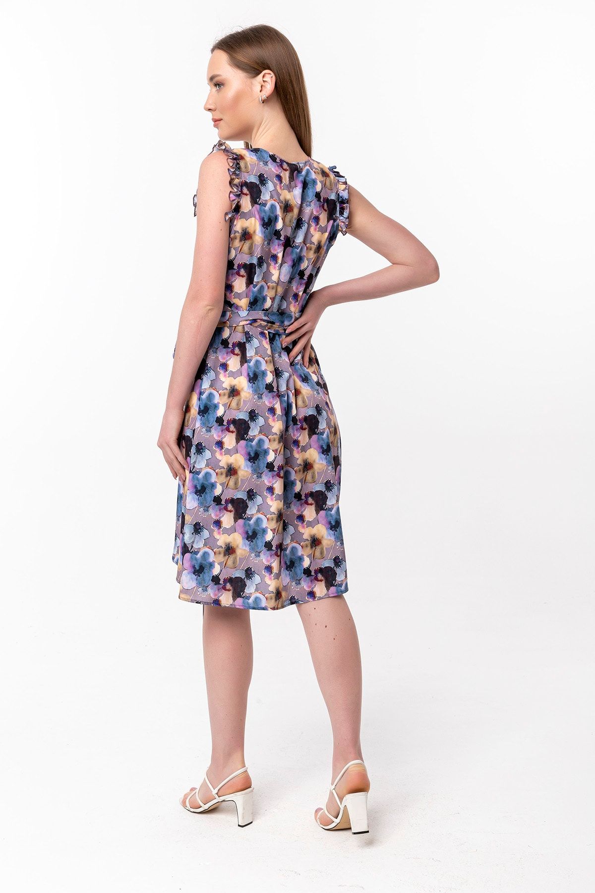 Laranor-Women's Patterned Double-breasted Dress 18L6360 5