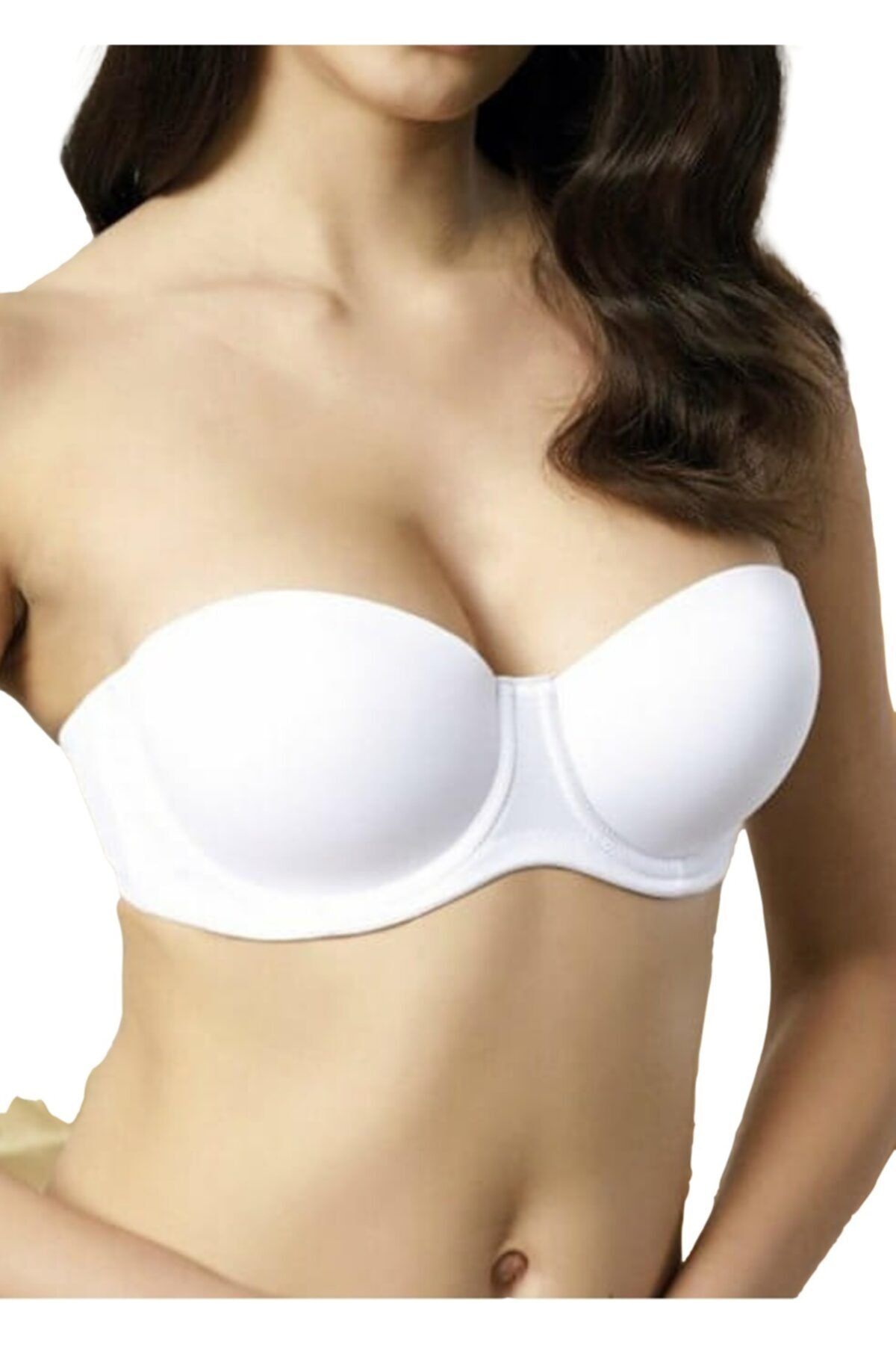 Nurteks Women's White Unsupported Strapless Back Transparent Bra - Trendyol