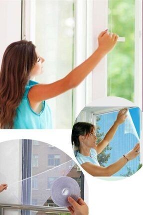 Pencere Sinekliği Tül Sineklik Cam Kapı Sinek Koruyucu Yapışkanlı Büyük Boy 150x130 Cm PRA-4100414-8191