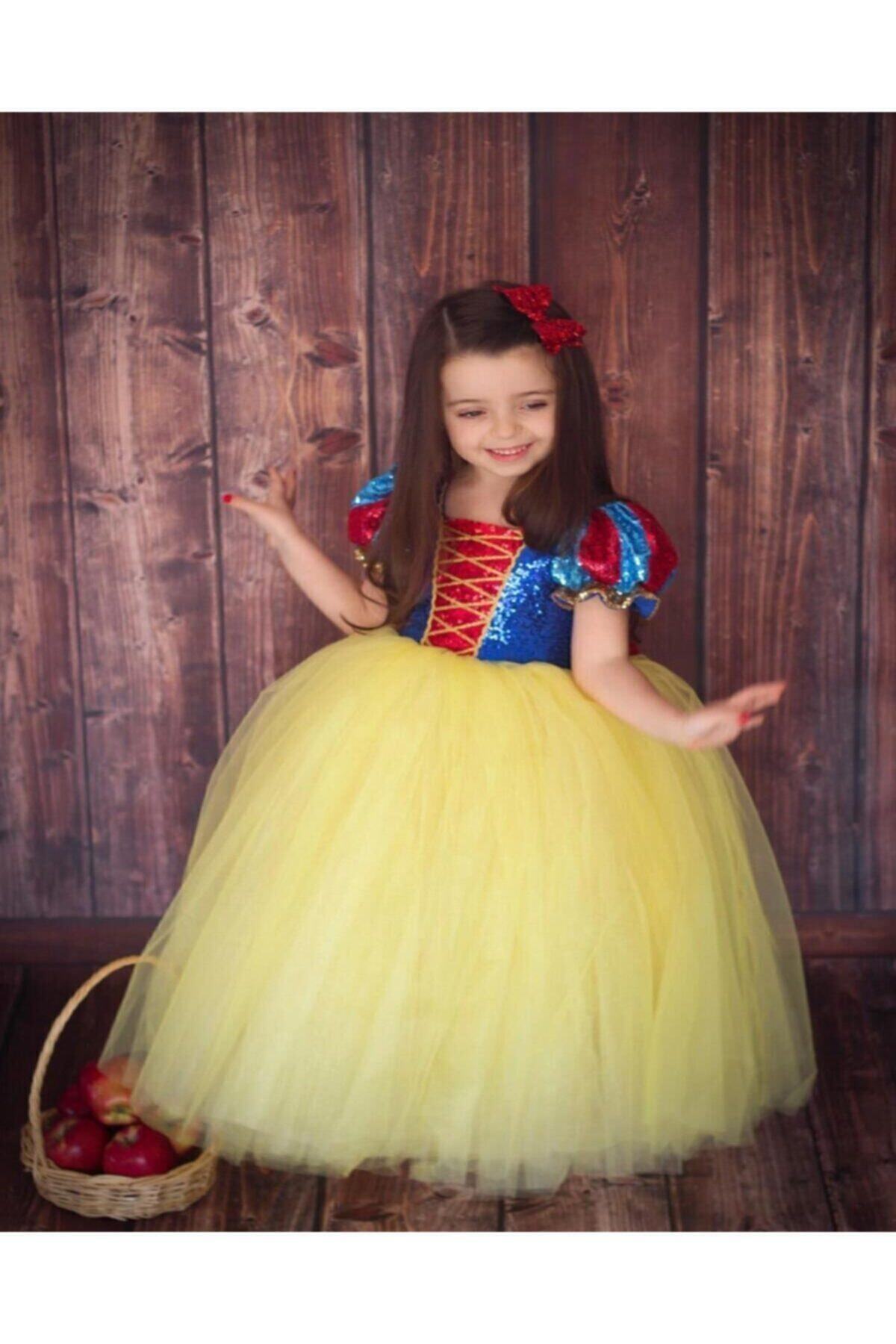 Girls Yellow Berra Field Caped Crowned Snow White Costume - Kids Snow White Dress