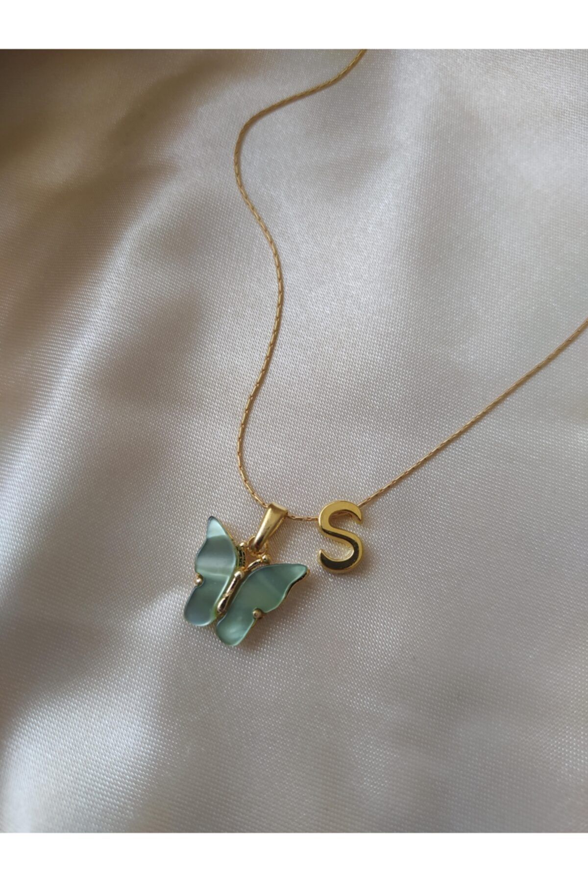 Green hot sale butterfly necklace