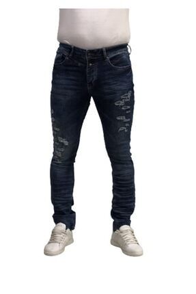 Çoklu Küçük Yırtık Detaylı Regular Rahat Kesim Uzun Boy Modern Erkek Jeans Kot Pantolon DRKNER1000000