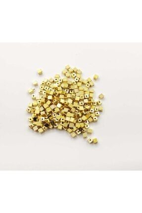 50 Adet 4 Mm Gold Küp Boncuk Takı Malzemeleri Küp Bo0ncuk0