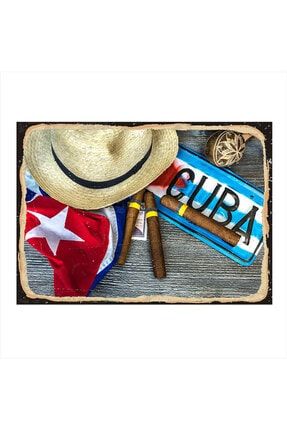 Küba Purosu Tasarım Ahşap Tablo 50cm X 70cm YATAY-23311-50-70