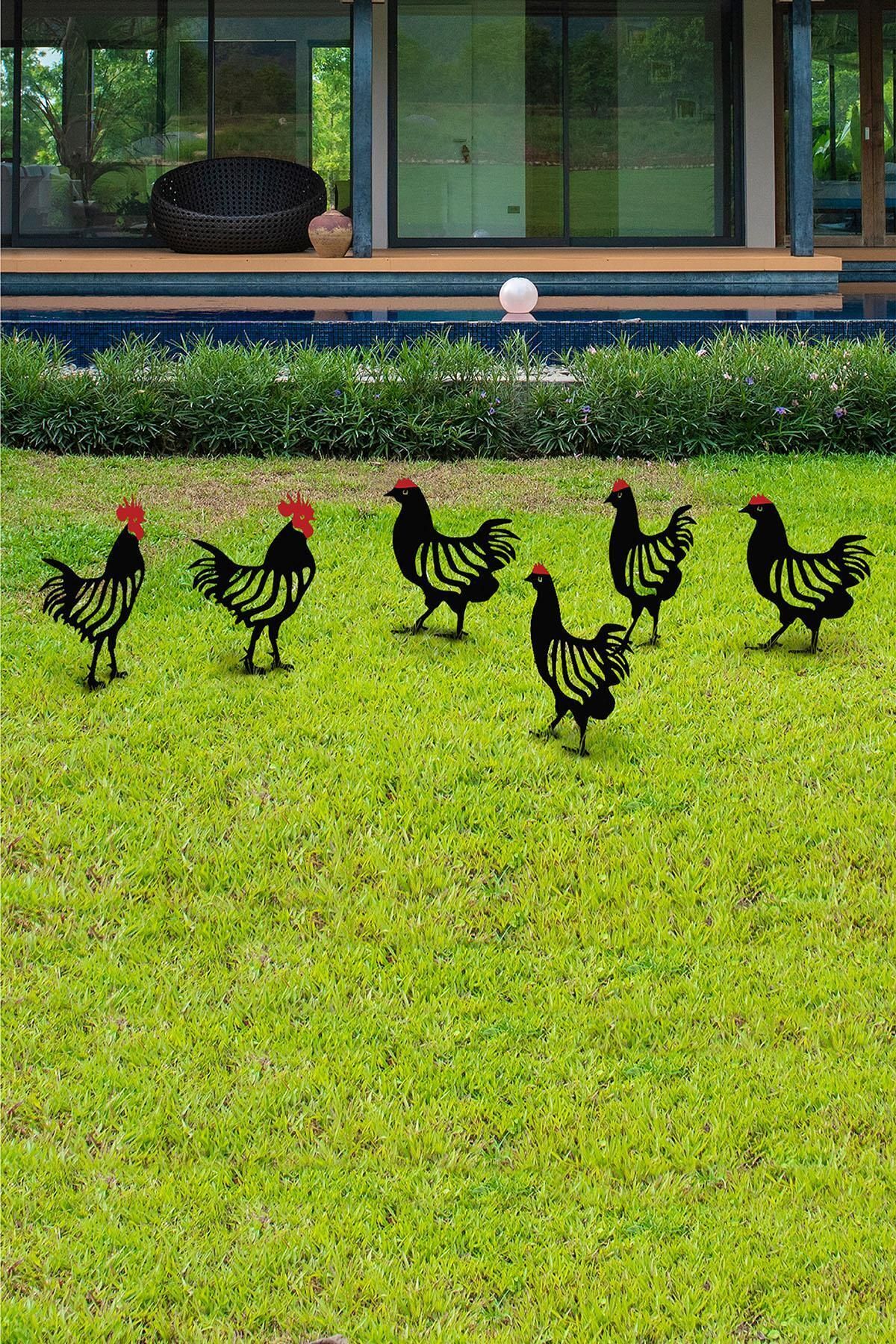 Doreart Chicken Family 6 Metal Wall Table, Home Office Wall Board