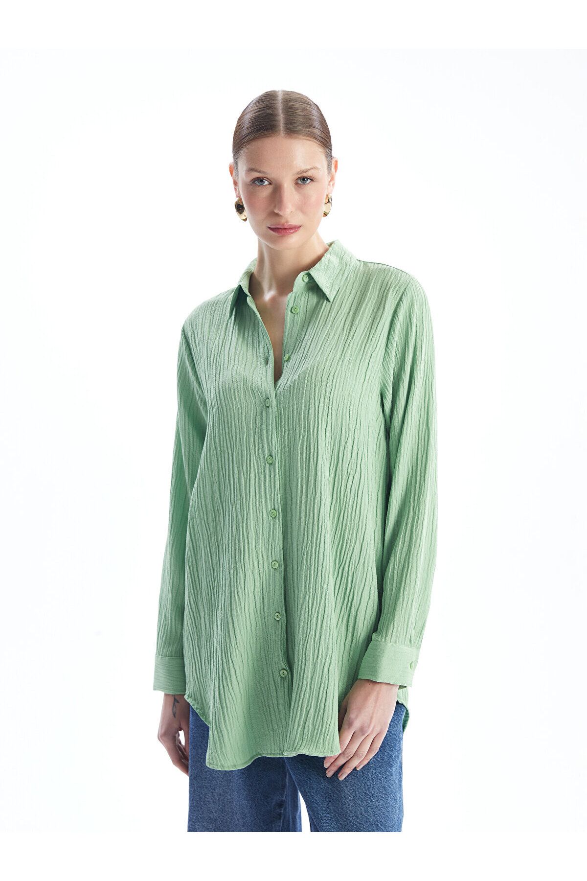 LC Waikiki-LCW Damen-Shirt-Tunika – einfarbig, lange Ärmel 2