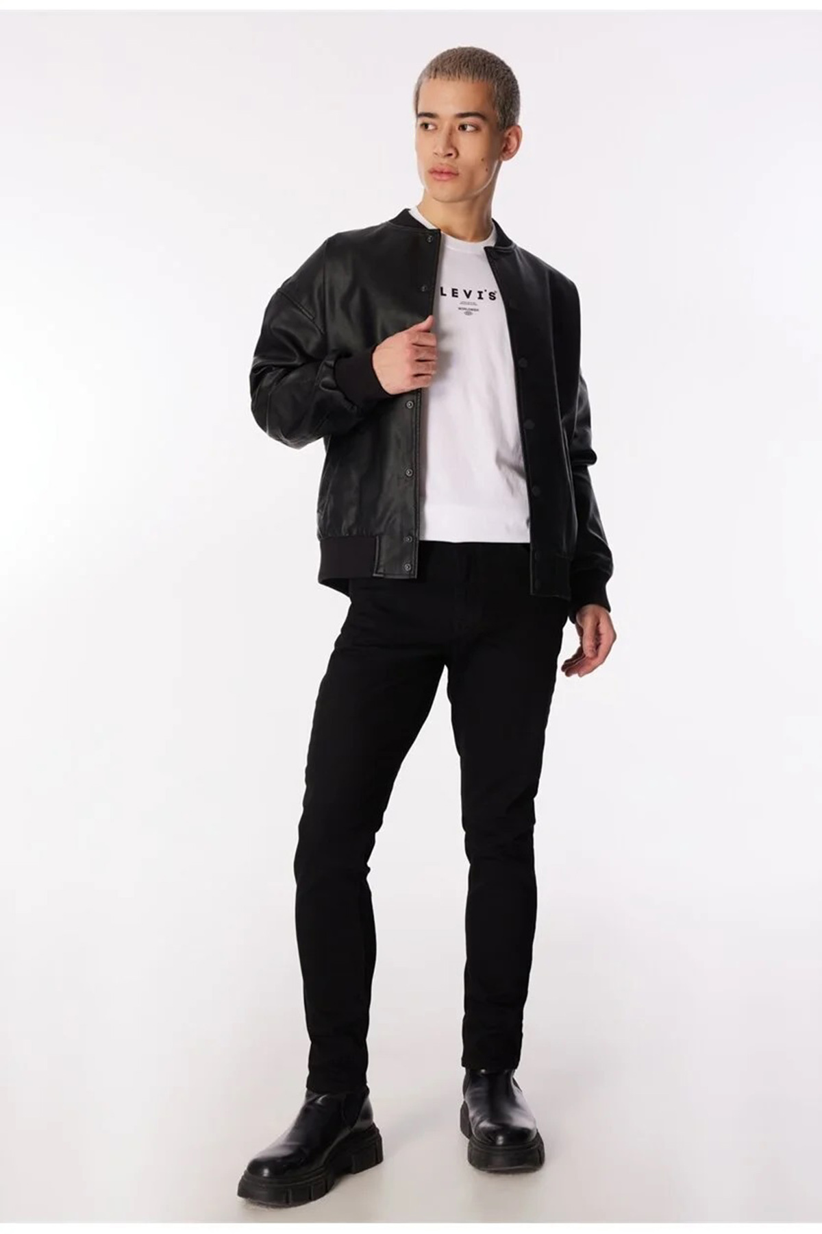 تی شرت لیوایز مردانه 100% پنبه سفید  طرح دار Relaxed/ریلکس    Regular/رگولار Daily/روزانه | Levi's A2082-0154 TR - تصویر 3