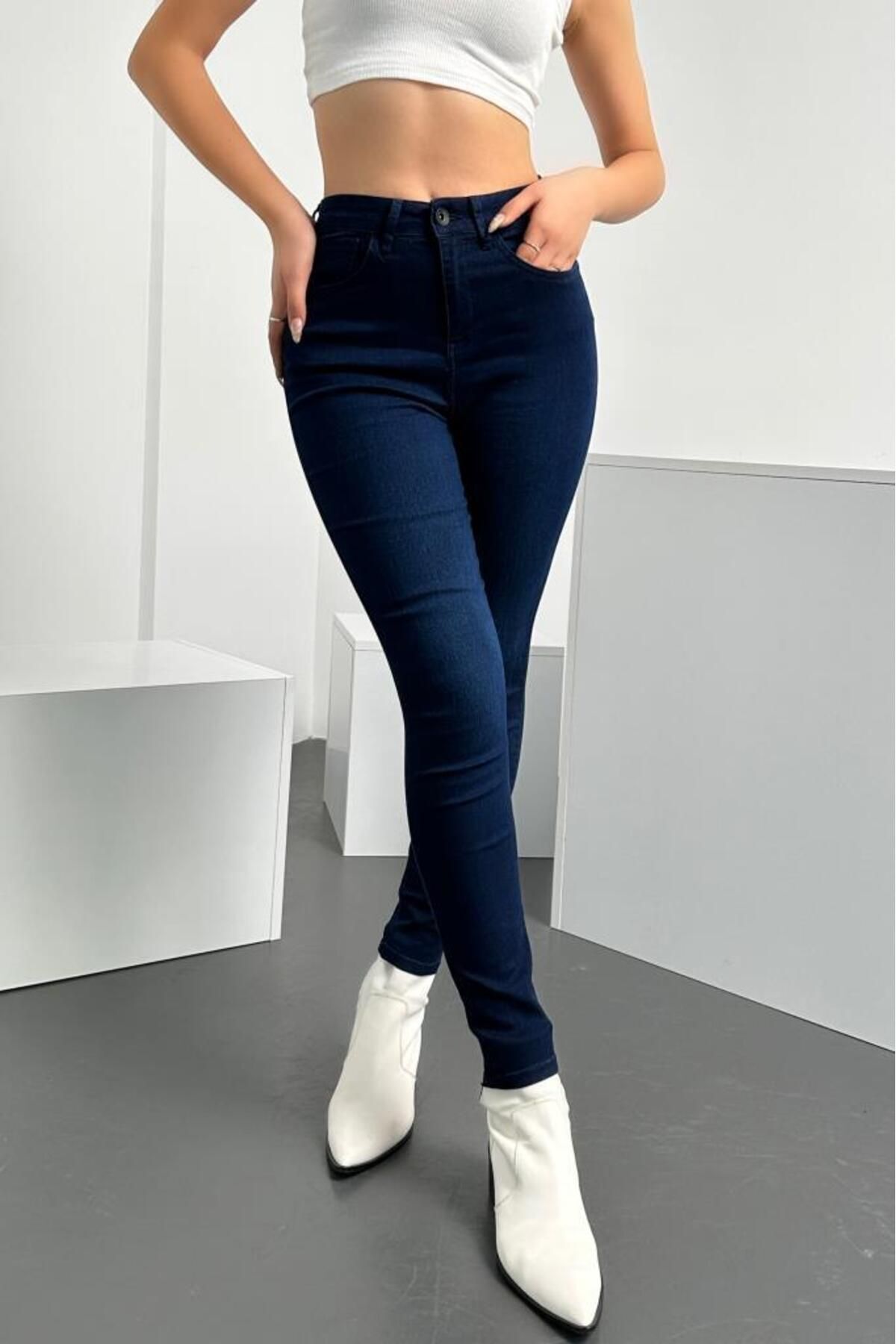 HLT JEANS Женские супероблегающие джинсы из гибкой лайкры с высокой талией Джинсы Hltjennie-blue Black-k HLTSKINNYKDN001