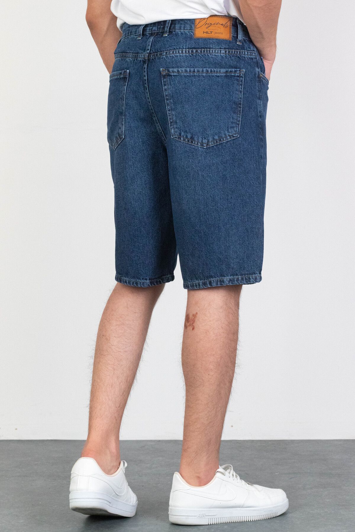 HLT JEANS-Ανδρικό σκούρο μπλε φαρδύ σορτς ARTHUR-BLUE 5