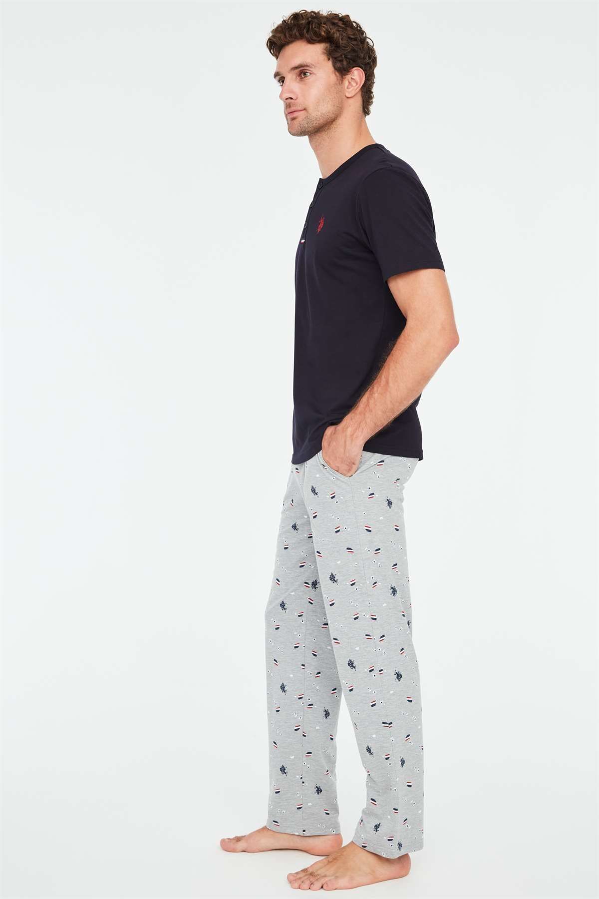 ست پیژامه آبی مردانه لباس خواب سرمه ای U.S. Polo Assn.