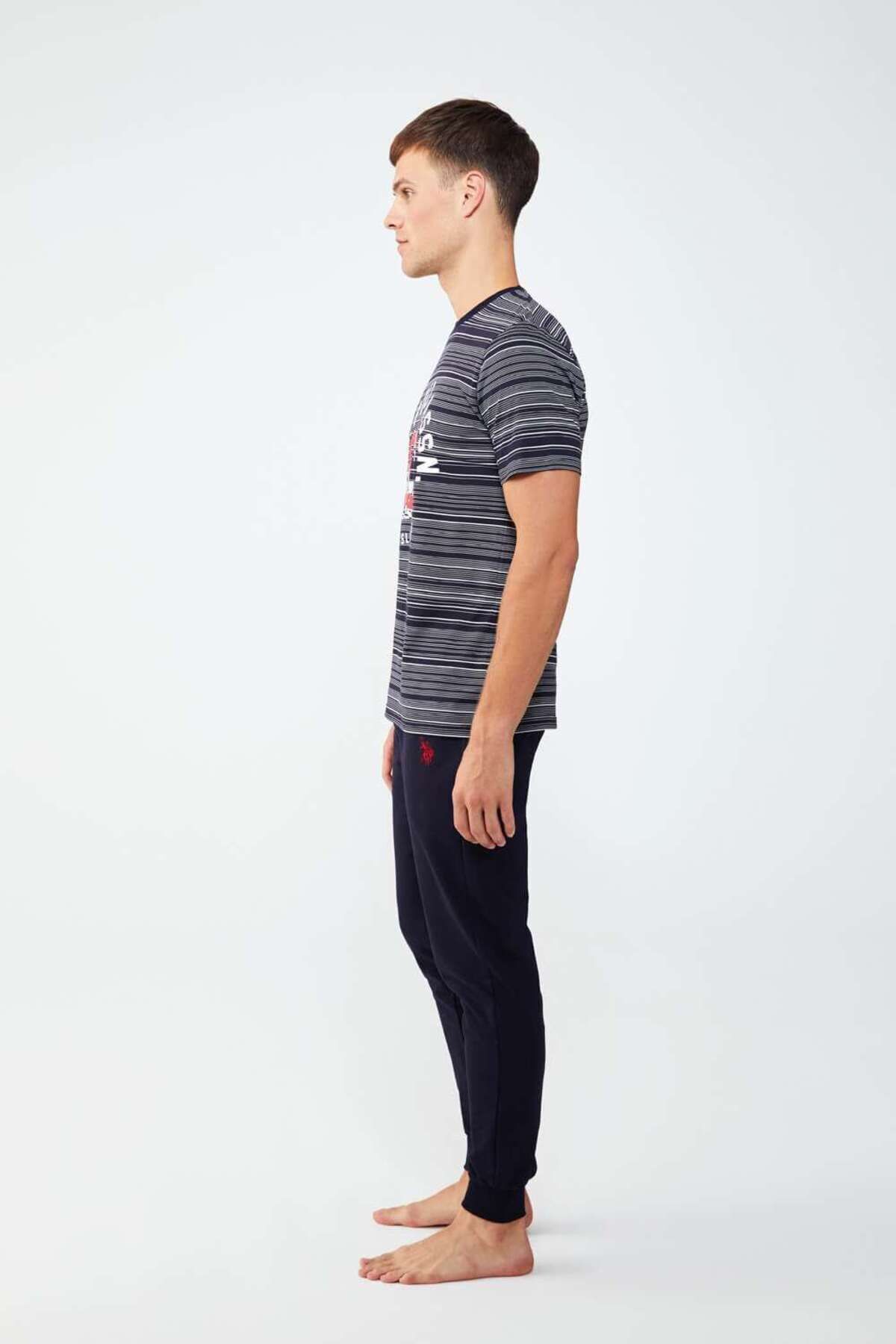 ست پیژامه آبی مردانه لباس خواب یقه گرد سرمه ای U.S. Polo Assn.