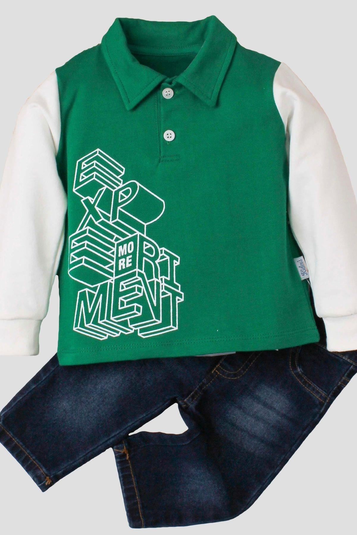 Kidex’s Baby Erkek Bebek Polo Takım Kot Pantolon Üst İkili Takım fotoğrafı 2 (önizleme)