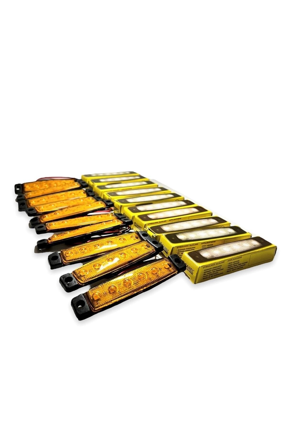 AHMET OTOMOTİV Sanel (10 Adet) 6 Ledli Sarı Parmak Led 24v Lamba Basamak Aydınlatma