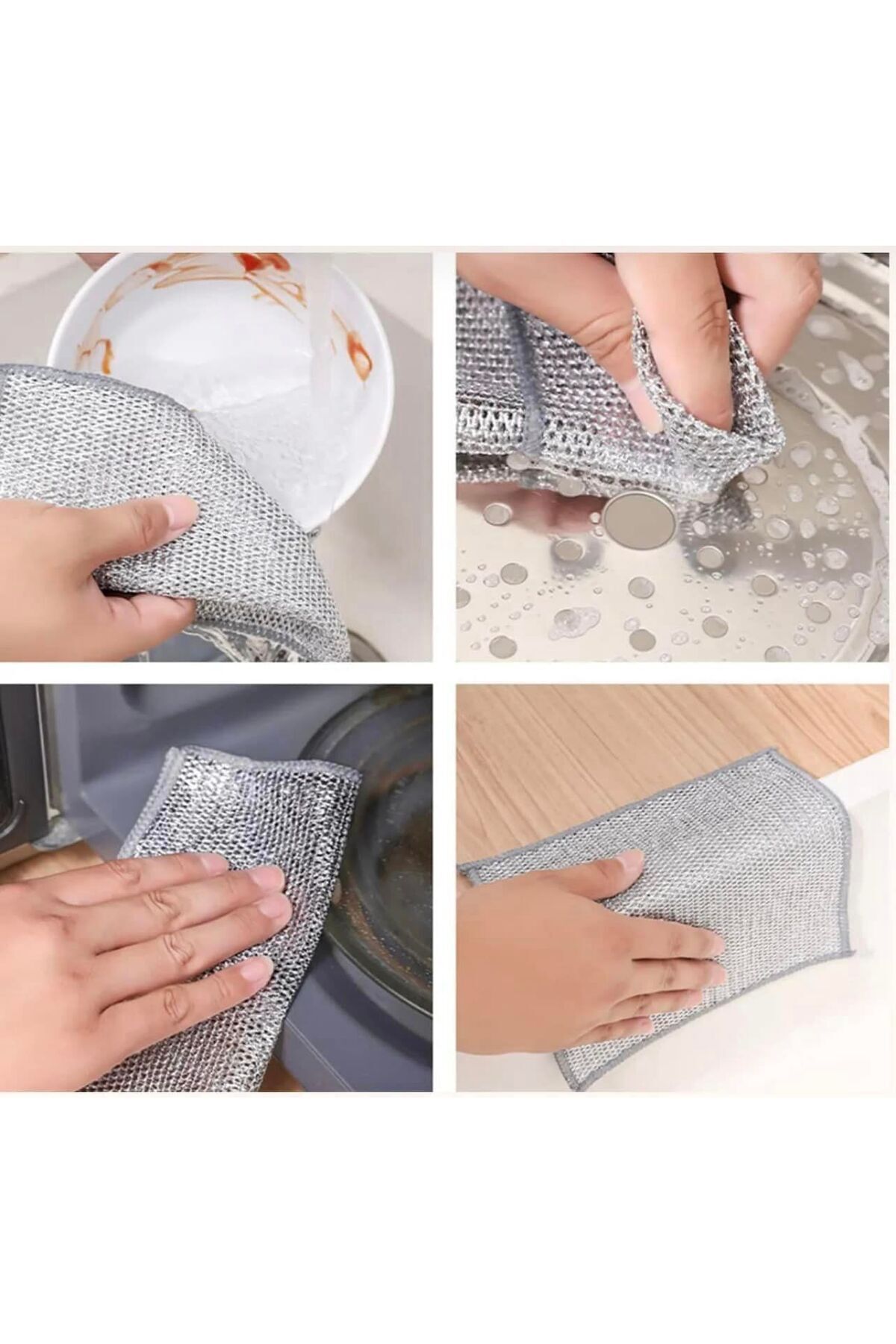 ALİNA HOME 10 Adet Tel Bulaşık Bezi Çizmez Bulaşık Teli Çelik Bez 20x20 Çift Katmanlı Tel Bez