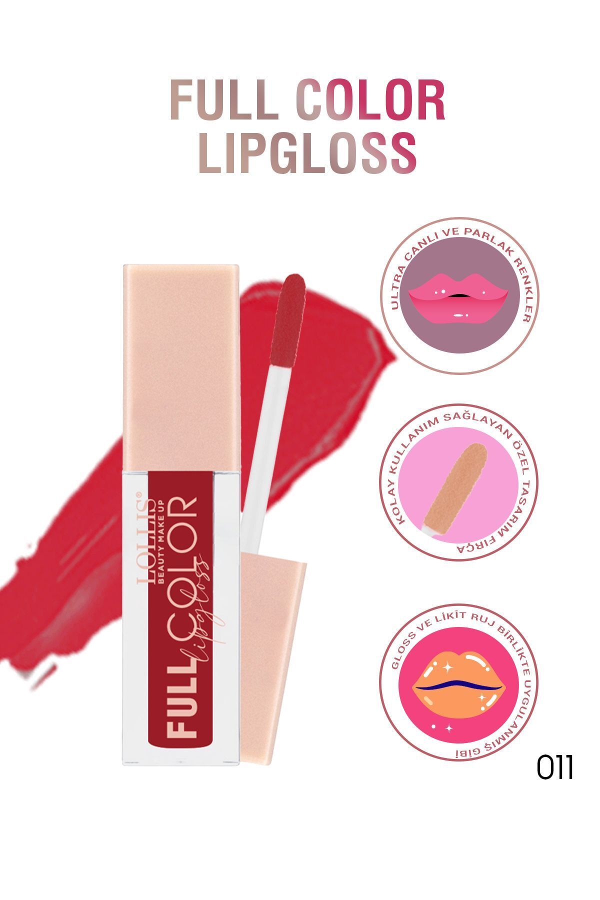 رژلب تمام رنگی 011 اسکارلت Lollis