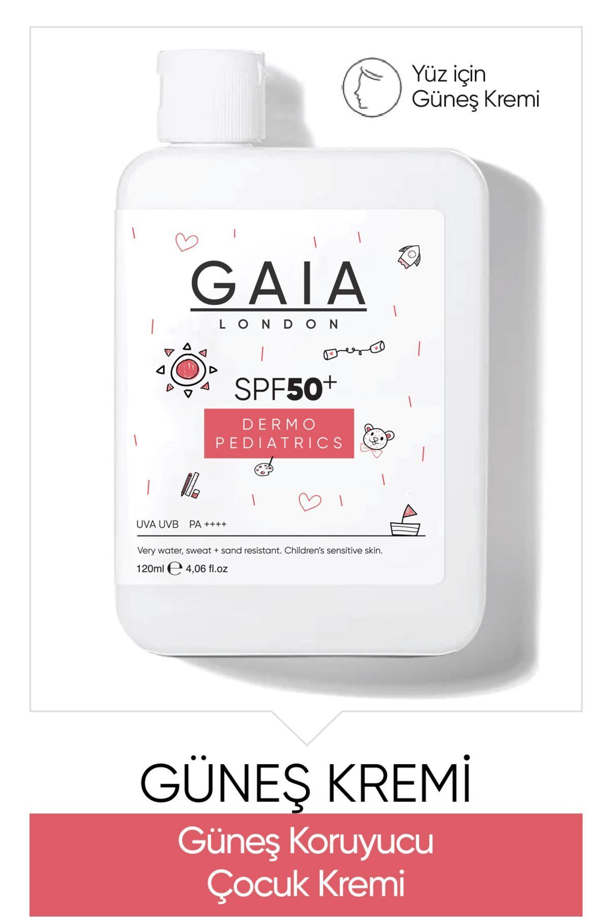 Çocuklar Için Cildi Suya, Tere Ve Kuma Karşı Çok Dayanıklı 50spf Uva/uvb 120ml Güneş Kremi