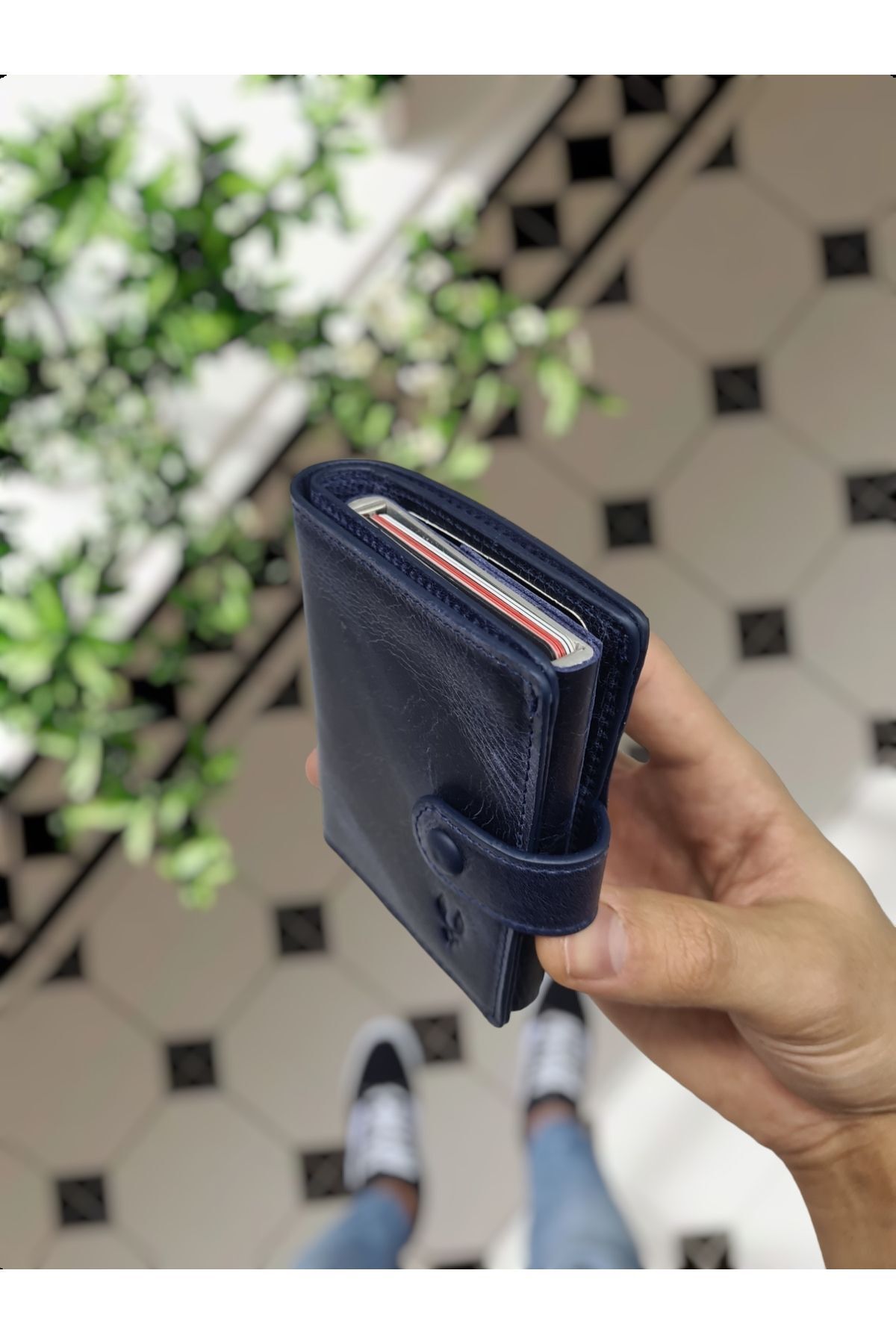 کیف پول مردانه آبی سرمه ای Visso leather | VİSSO 685 اورجینال - تصویر 7