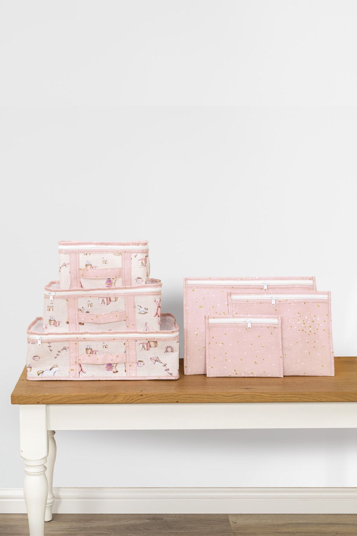 Milenay Anne Bebek 6'lı Seyahat Seti, Bavul Organizer, Bebek Odası Düzenleyici, Pembe Renk fotoğrafı 2 (önizleme)