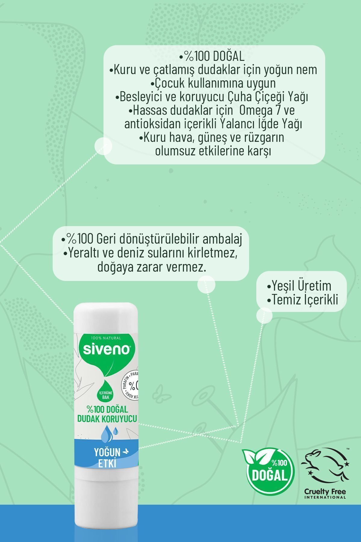 Siveno 100 Natural Lip Protector Intensive Effect Herbal Lipbalm Cream