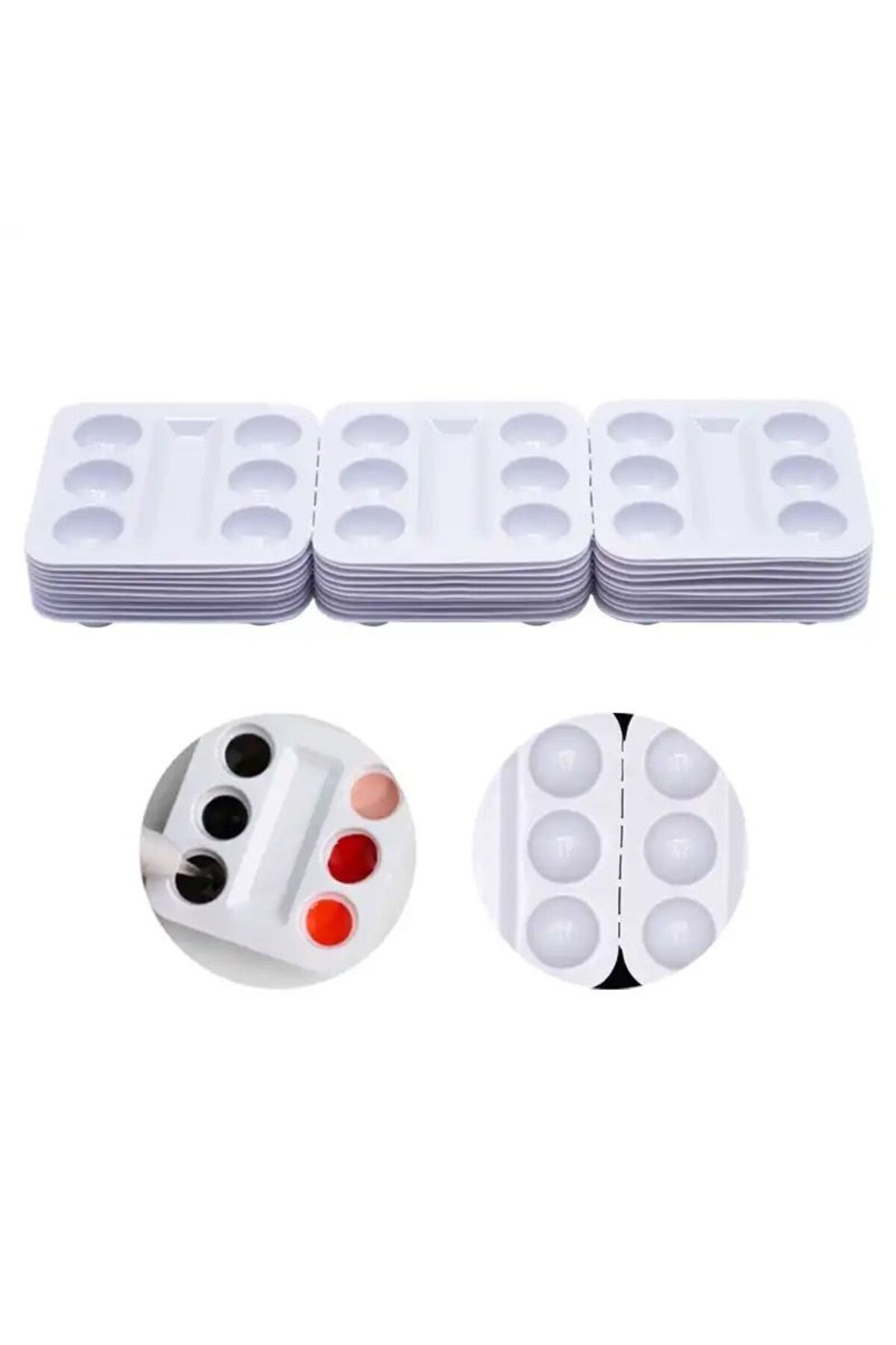 30 adet palet plaka karıştırma plakası Lab 6 yuvası tek kullanım plastik pigment karıştırma aracı — PALET1