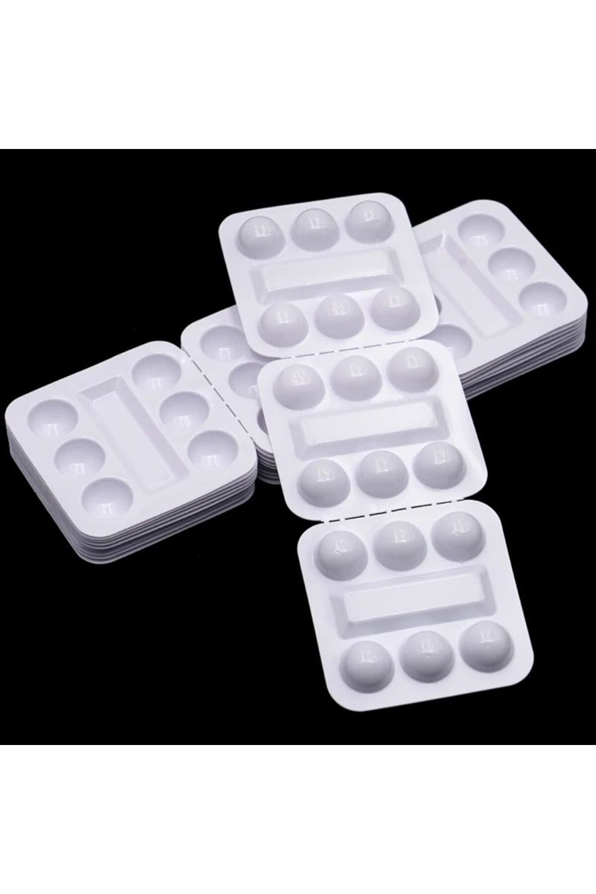 30 adet palet plaka karıştırma plakası Lab 6 yuvası tek kullanım plastik pigment karıştırma aracı — PALET1 — تصویر 3 از 6