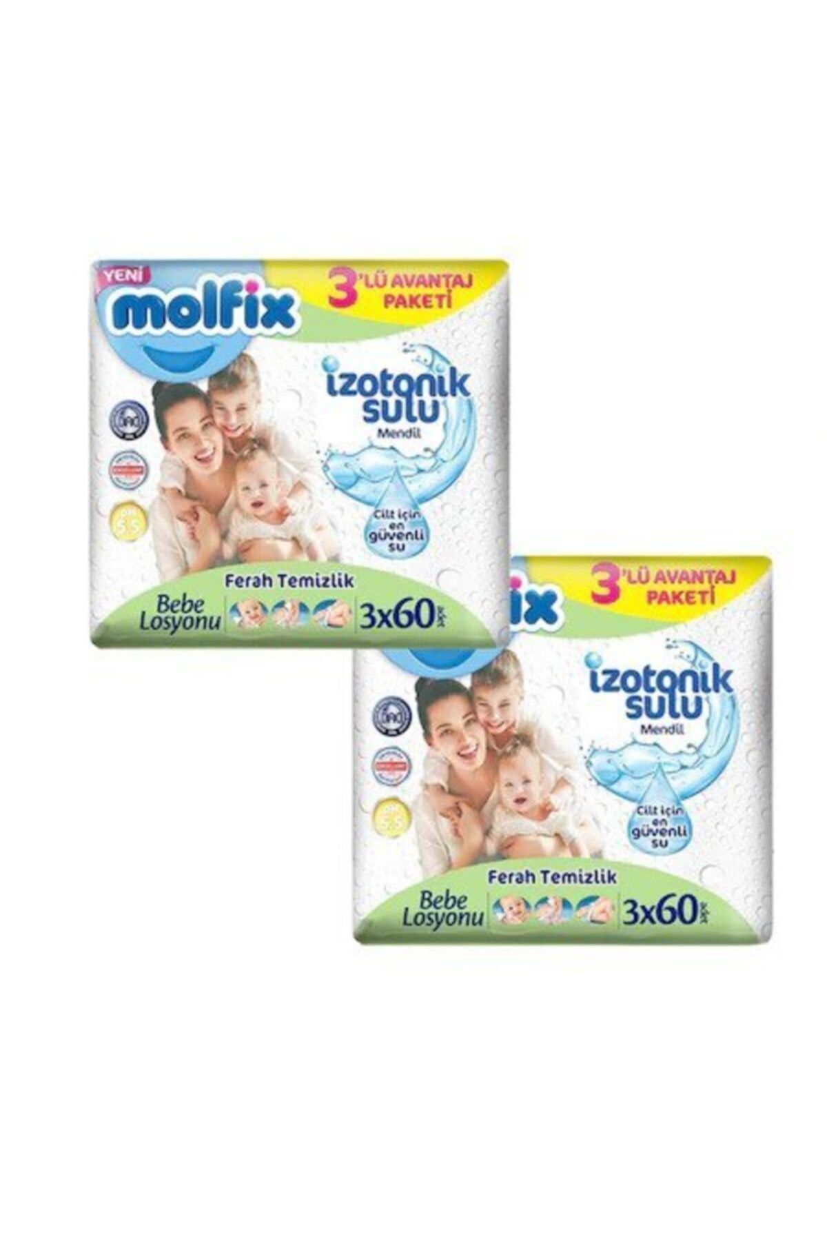 Molfix Izotonik Sulu Ferah Temizlik Islak Mendil 3x60'lı X 2 Adet
