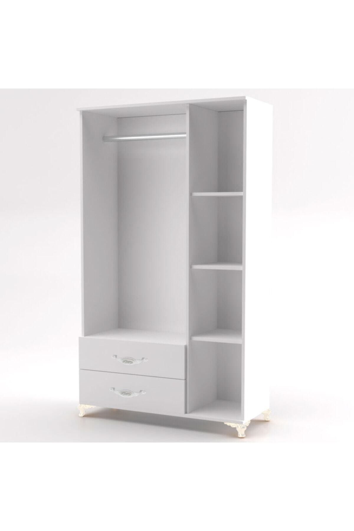 Bygolden Beyaz Avangard 3 Kapılı 2 Çekmeceli Gardırop fotoğrafı 3 (önizleme)