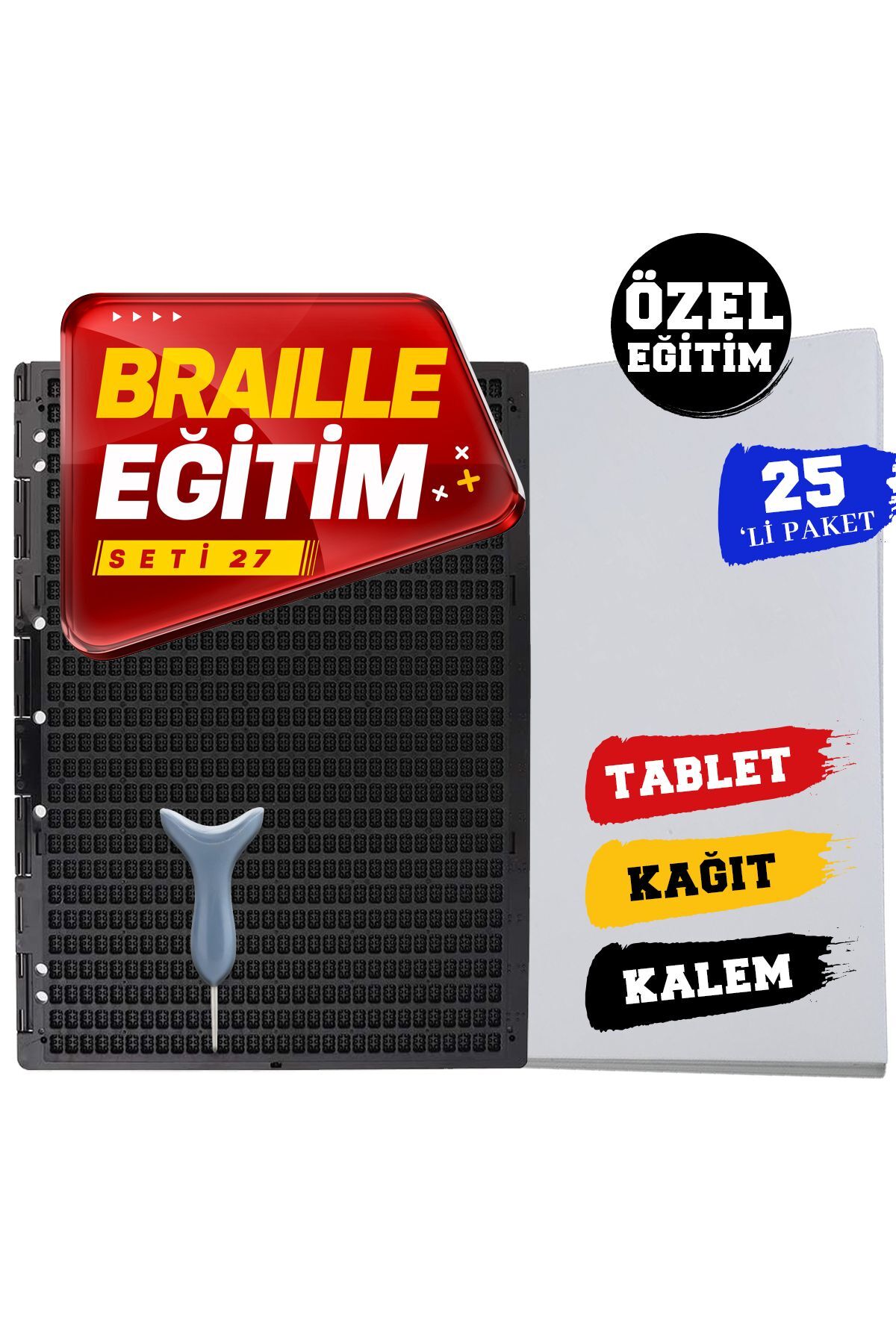 EMO Braille Eğitim Seti 27 (25'Lİ) (27 SATIRLI BRAİLLE TABLET, BRAİLLE KALEM, 25'Lİ BRAİLLE YAZI KAĞIDI)