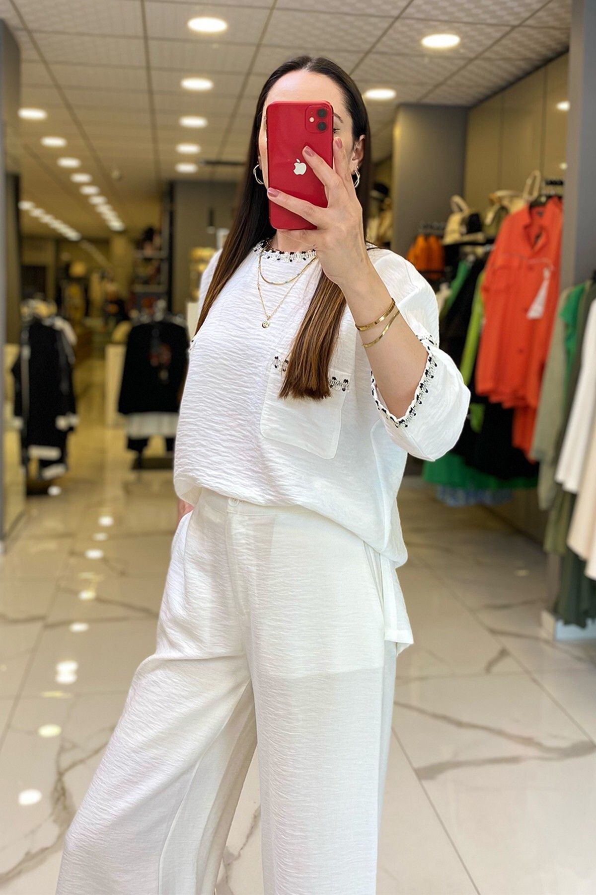 کت وشلوار زنانه لباس تیم باینری مفصل موبایل MAQ EKRU اورجینال Vosse