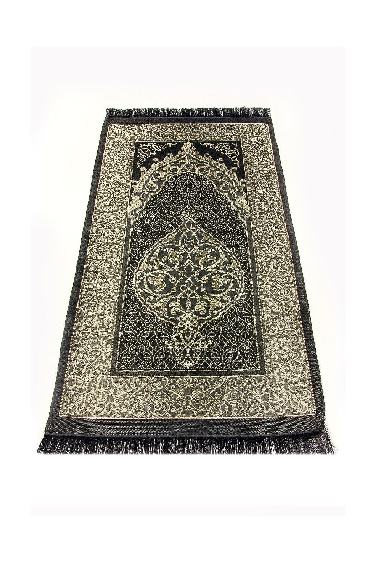 Ihvan Economic Ottoman Taffeta Prayer Rug - 0150 - Черный молитвенный коврик из тафты