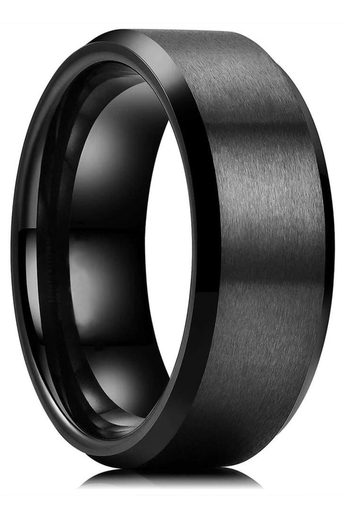 8 Mm Köşeli Düz Model Unisex Kadın Erkek Çelik Alyans Yüzük Cl31