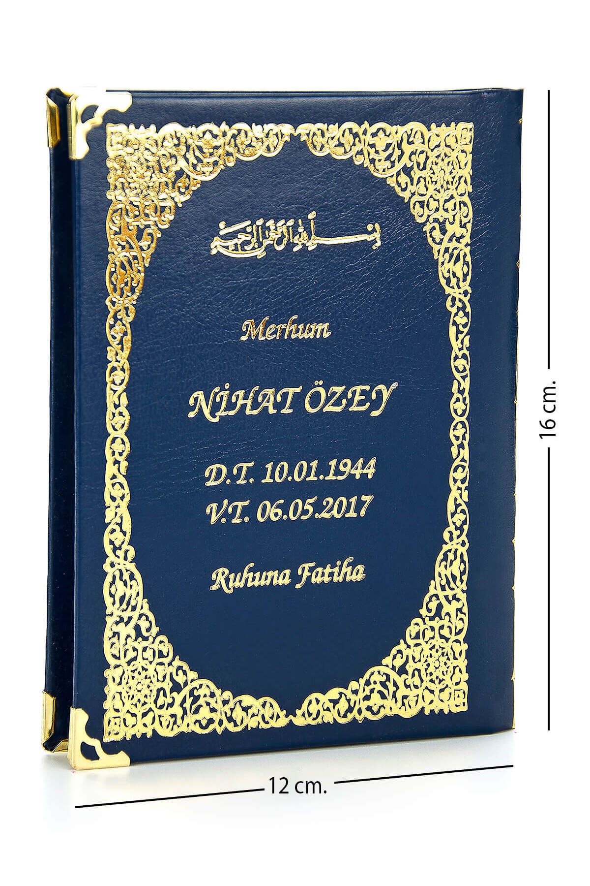 Ихван, 50 предметов - Книга Ясина в твердом переплете с напечатанным именем - Размер сумки - Темно-синий - 128 страниц - Подарок Мевлит 4897654300566