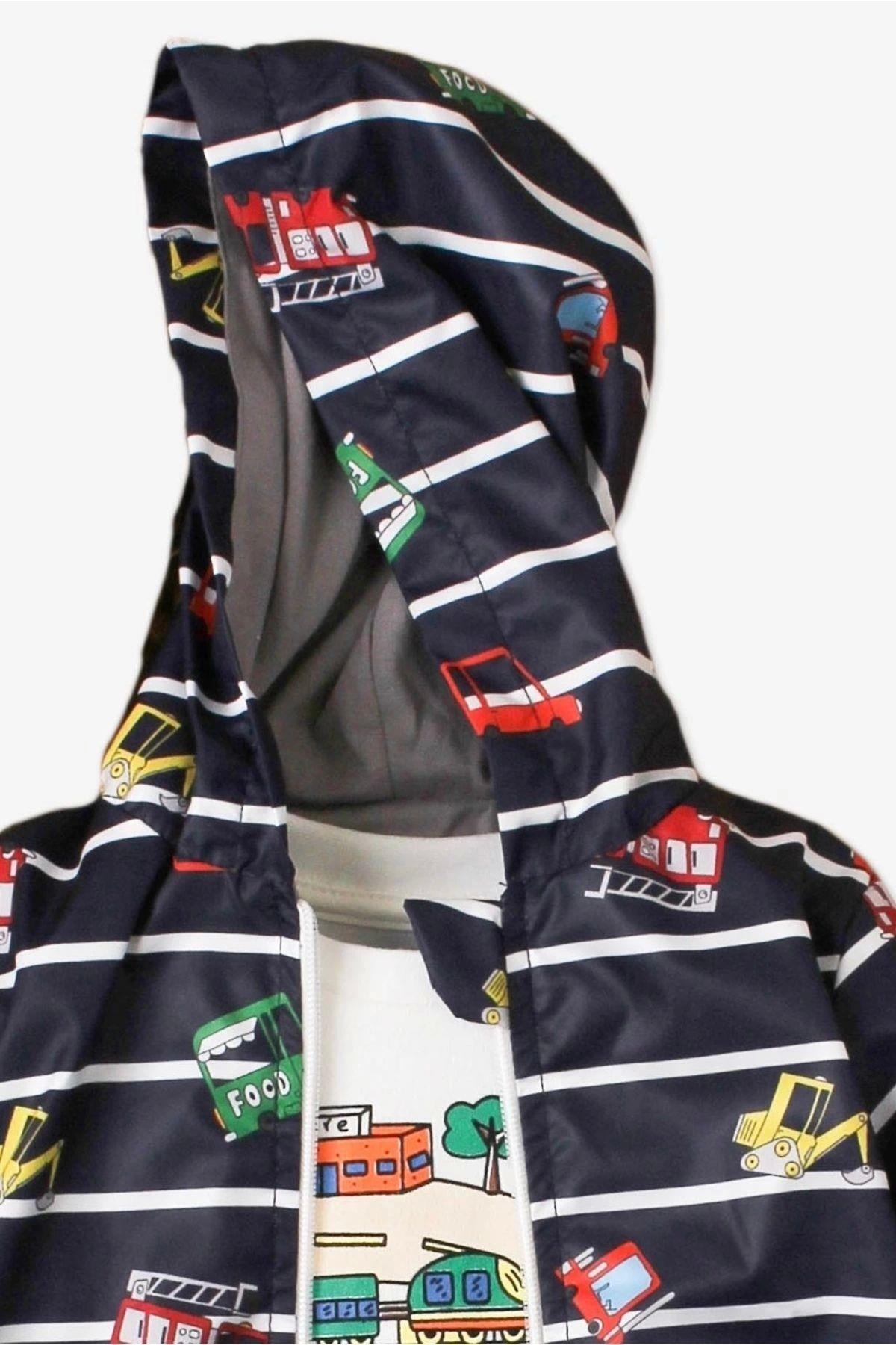 Kidex’s Baby Araba Desenli Kapüşonlu İçi Pamuklu Yağmurluk Bebek Takımı fotoğrafı 7 (önizleme)