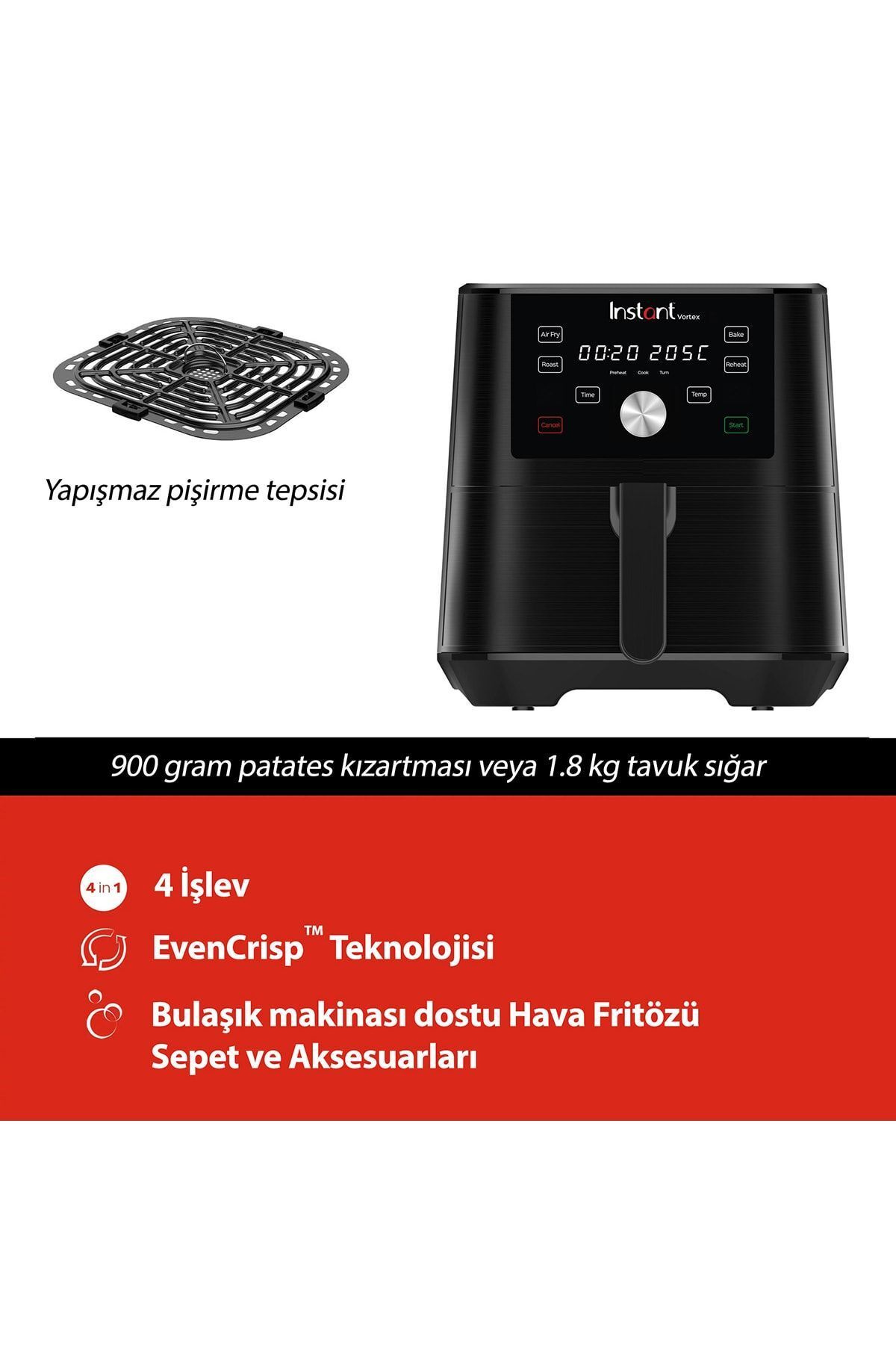 INSTANT-Vortex 3.8 Liter - 4-in-1 Function Airfryer with Non-Stick and Washable Basket 2