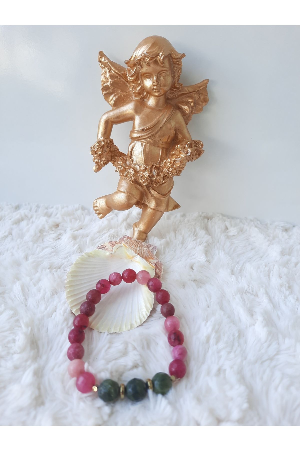 Lotus Hediye-Dark Pink Bracelet with Natural Stones 1