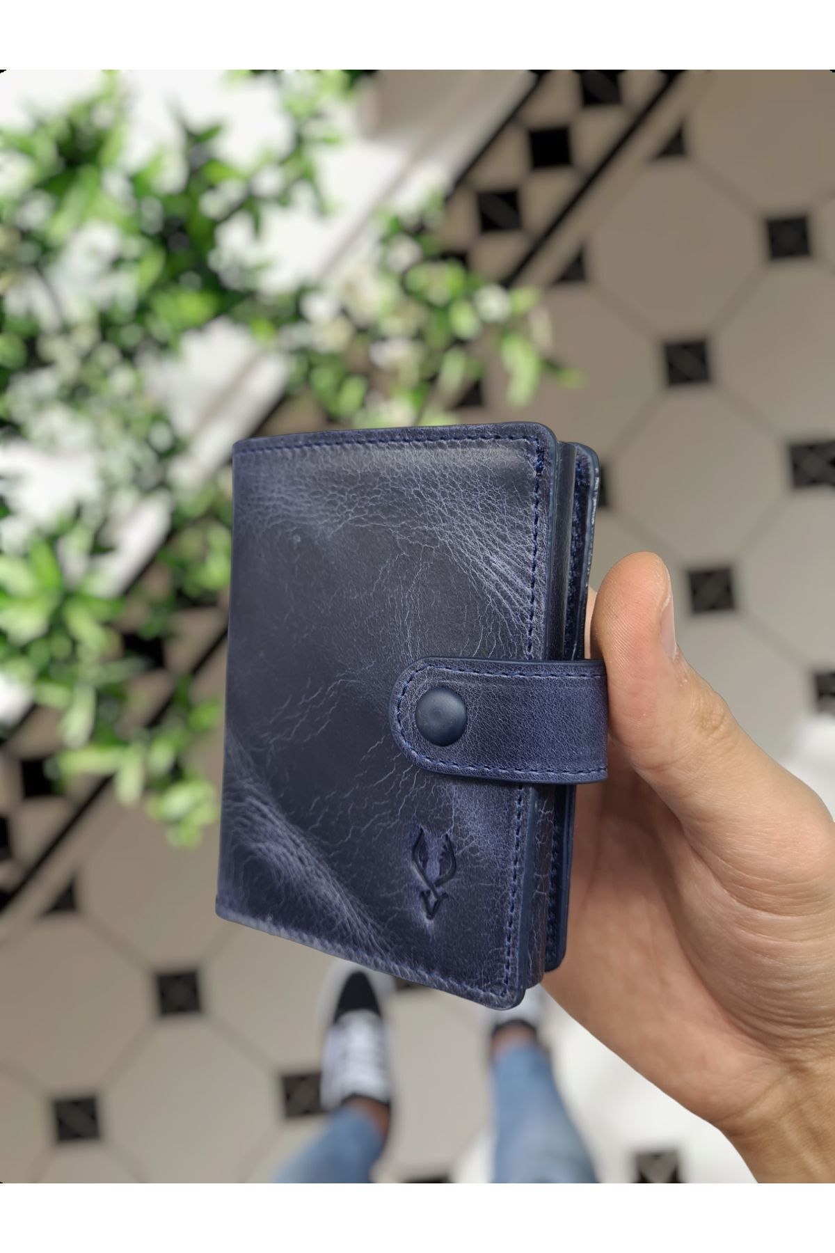 کیف پول مردانه آبی سرمه ای Visso leather | VİSSO 685 اورجینال - تصویر 8