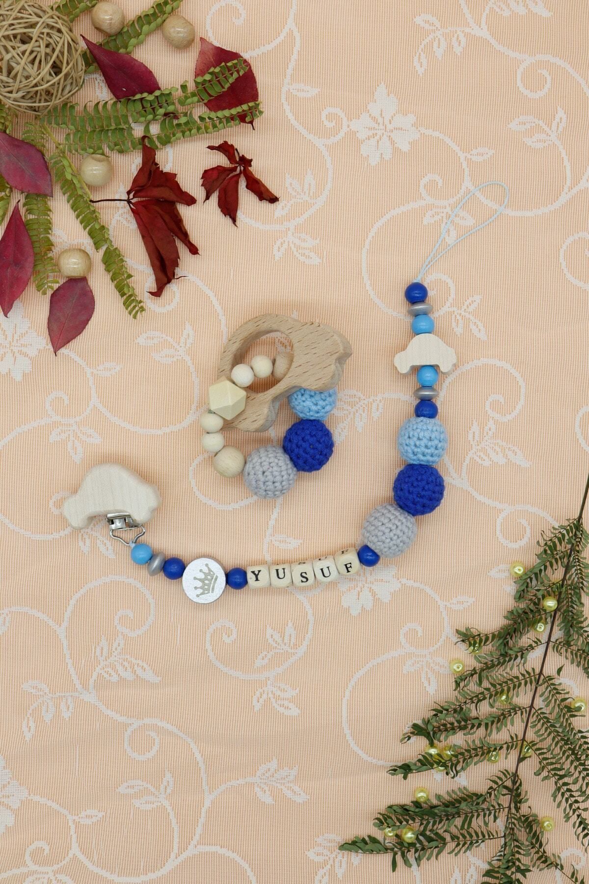 lilamtasarım Lilam Tasarım Örgü Toplu Dişlikli Emzik Askısı fotoğrafı 4 (önizleme)