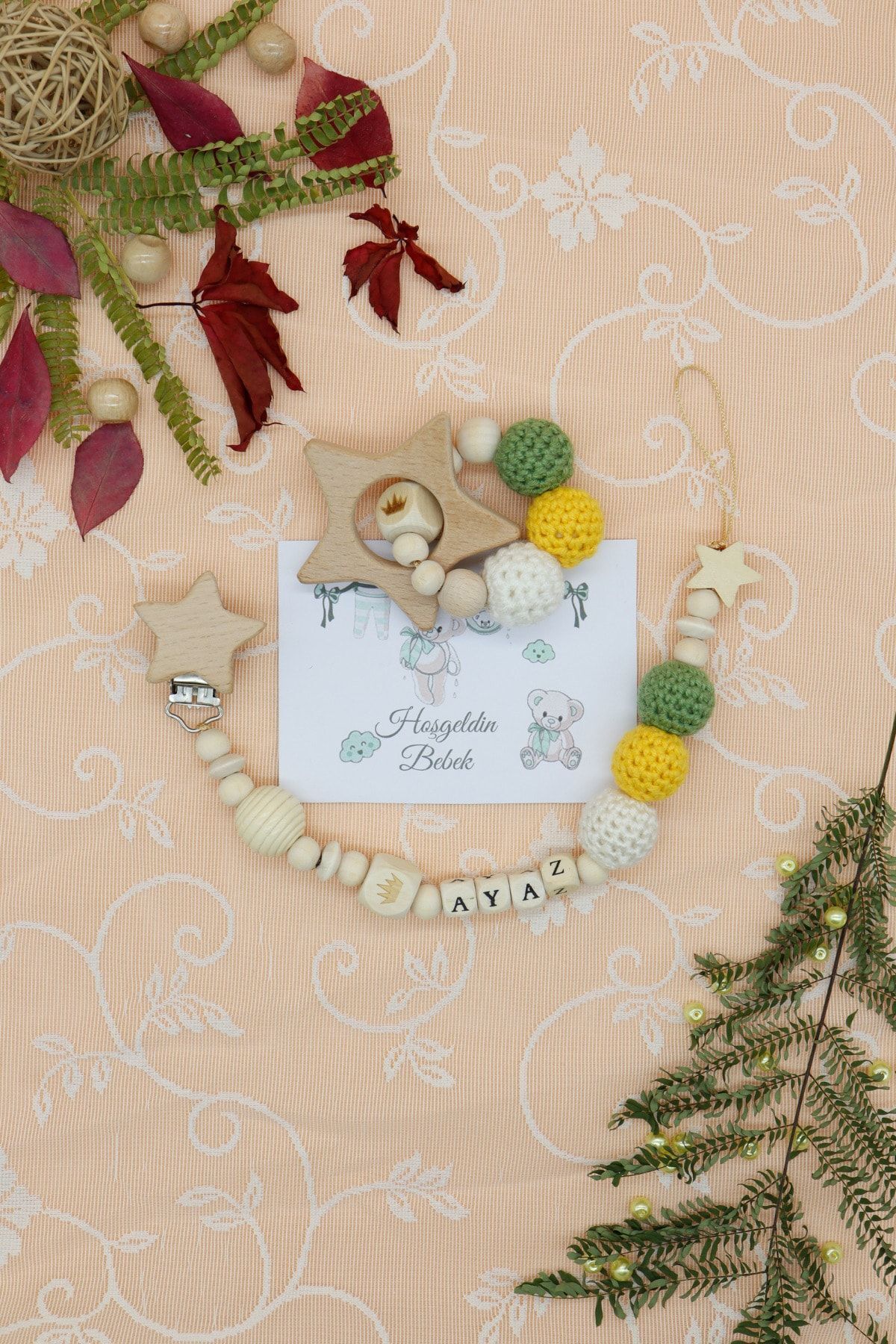 lilamtasarım Lilam Tasarım Örgü Toplu Dişlikli Emzik Askısı fotoğrafı 3 (önizleme)