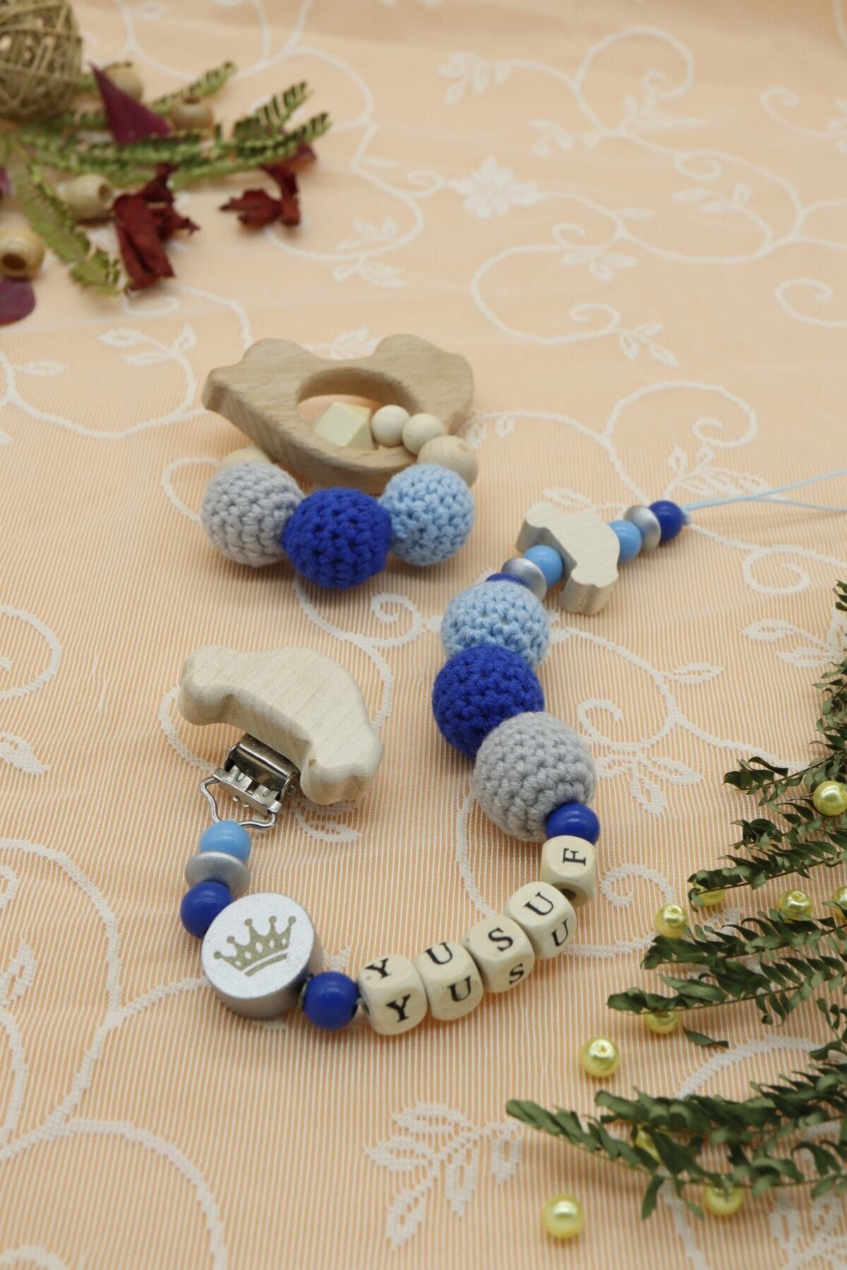 lilamtasarım Lilam Tasarım Örgü Toplu Dişlikli Emzik Askısı fotoğrafı 2 (önizleme)