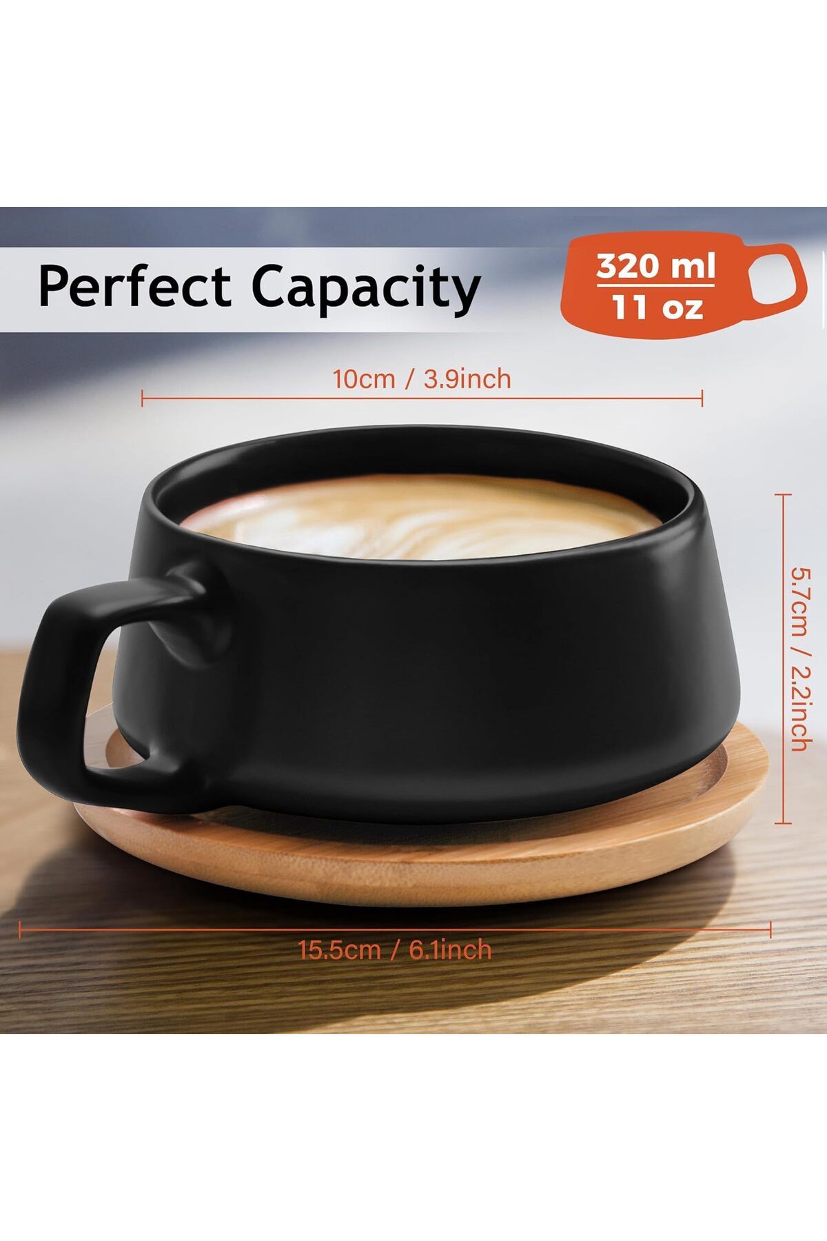 MIAMIO-Luxe Collection 320ml Coffee Mug and Saucer Set - 4 Piece Set 5
