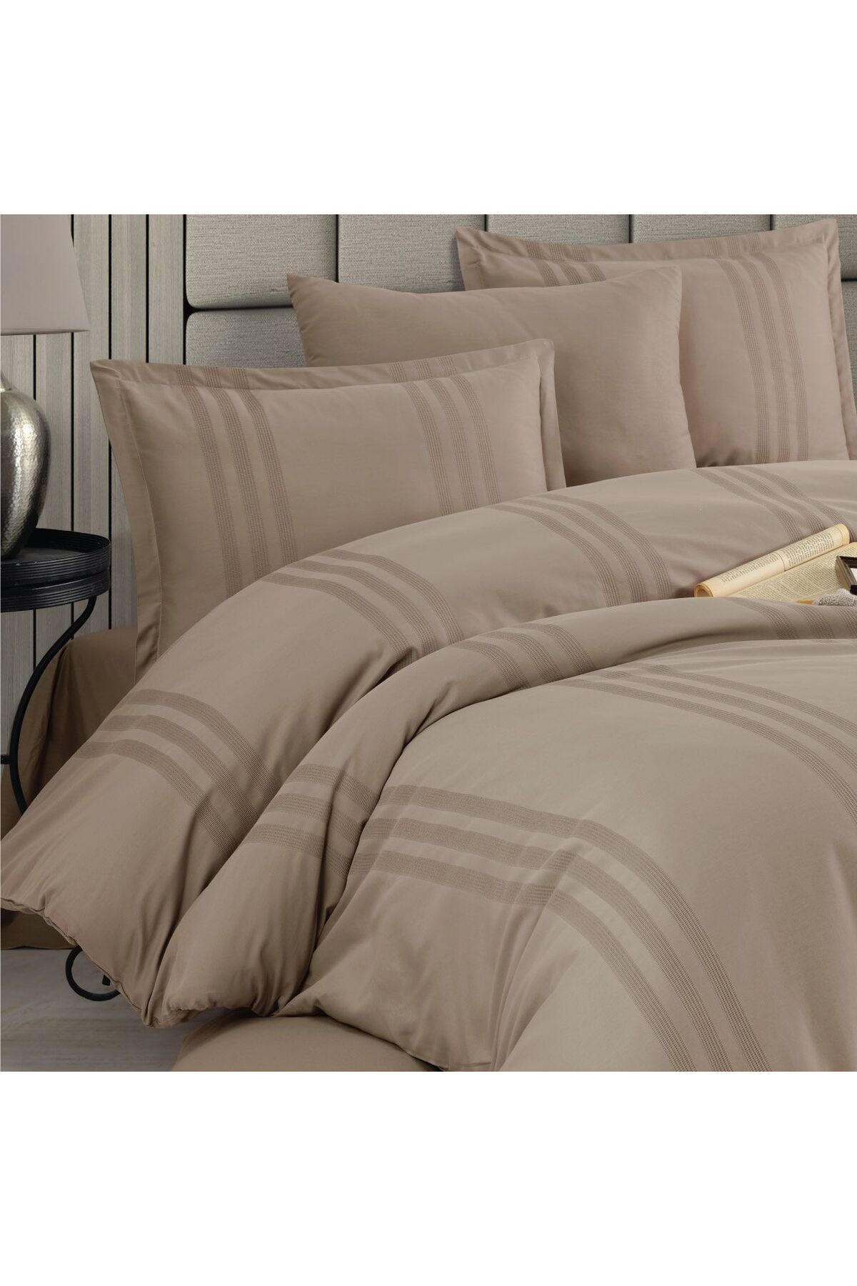DENİZLİ ÇEYİZ Clasy Single Ranforce Duvet Cover Set Melkor Beige Trendyol