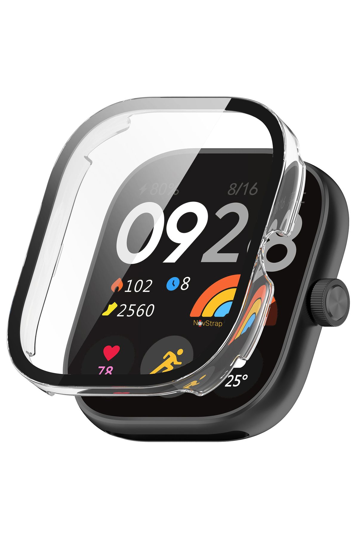 NovStrap Xiaomi Redmi Watch 4 Screen Protector Tempered Case Glass and Case Protector Trendyol