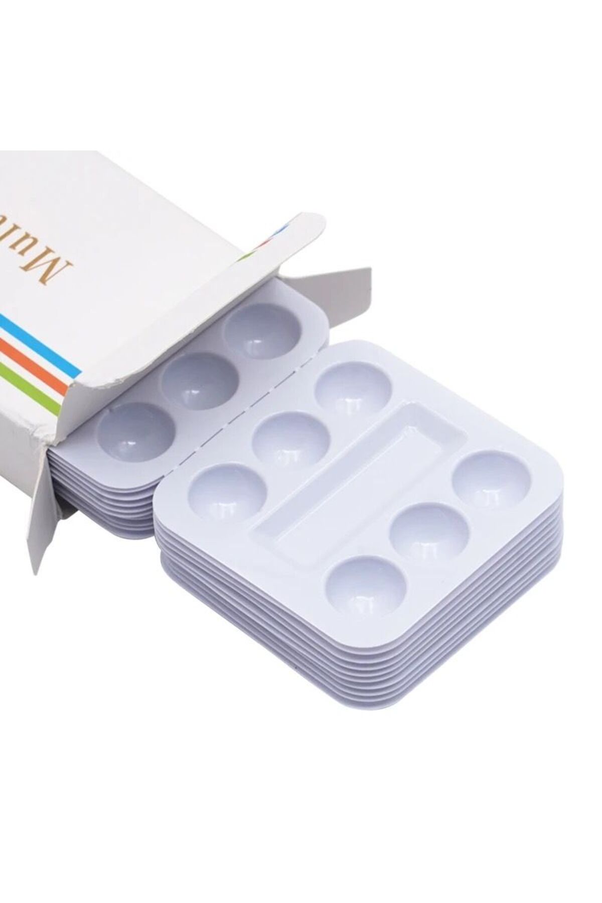 30 adet palet plaka karıştırma plakası Lab 6 yuvası tek kullanım plastik pigment karıştırma aracı — PALET1 — تصویر 6 از 6