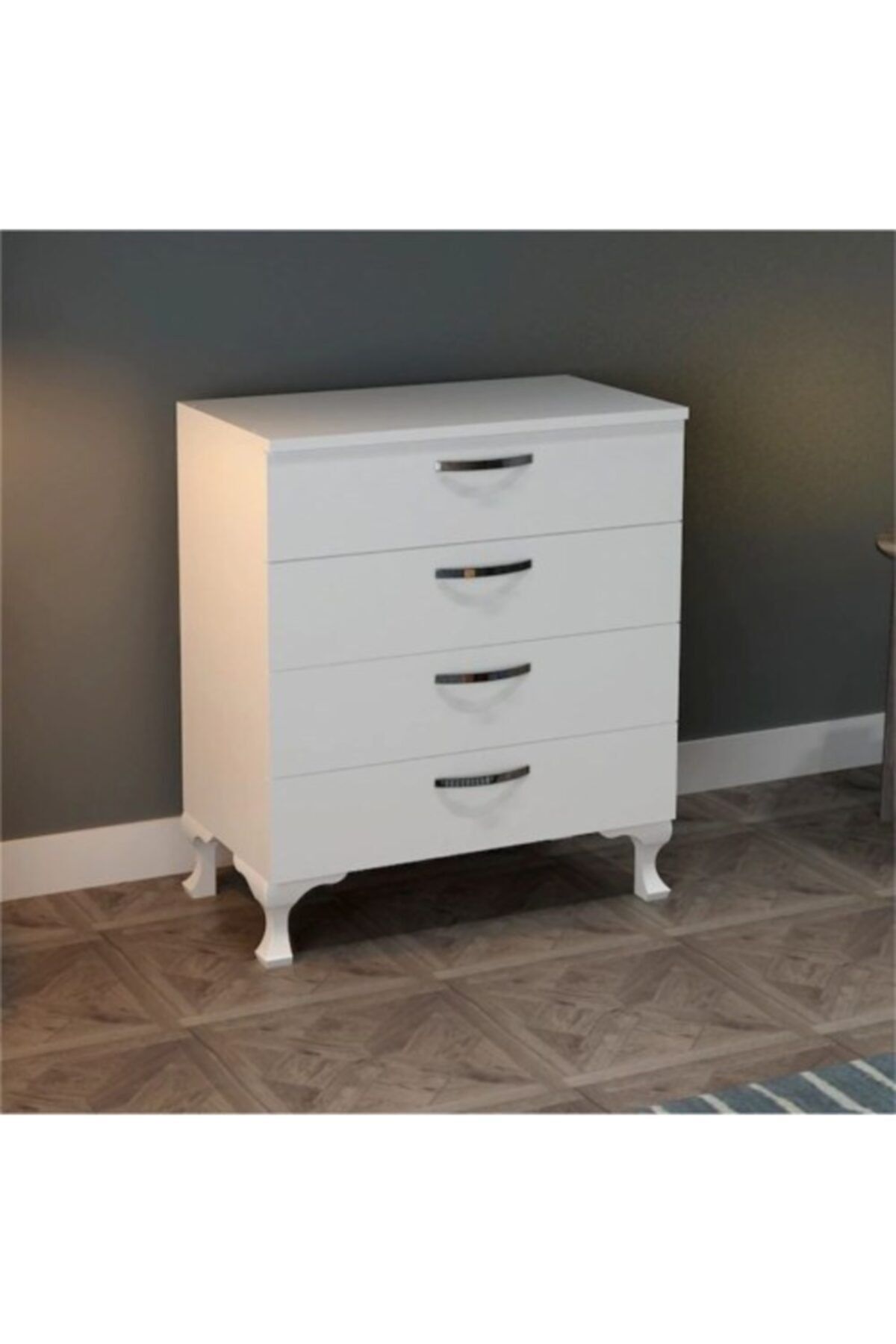 Bygolden 4 Çekmeceli Beyaz Şifonyer